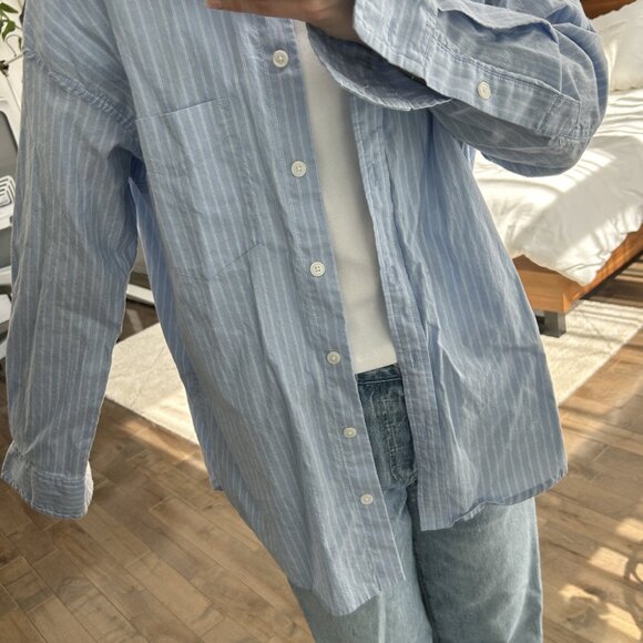 Wilfred Relaxed Oxford Shirt in 2XS Hayes Cornflower Blue White - Picture 5 of 8